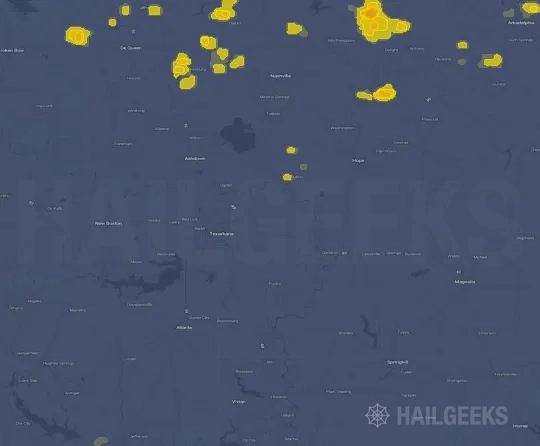 Hail map for Texarkana, AR