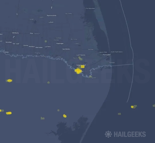 Hail map for Brownsville, TX