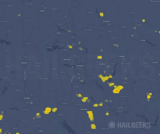 Hail map for Shreveport, LA
