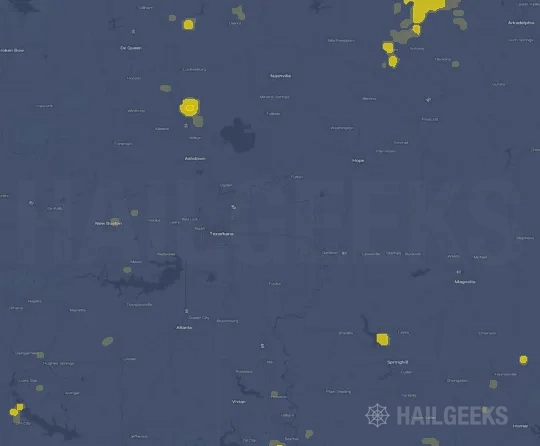 Hail map for Texarkana, AR