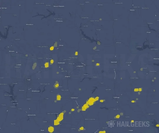 Hail map for Longview, TX