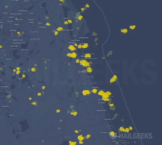 Hail map for Palm Bay, FL