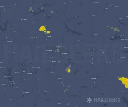 Hail map for Longview, TX