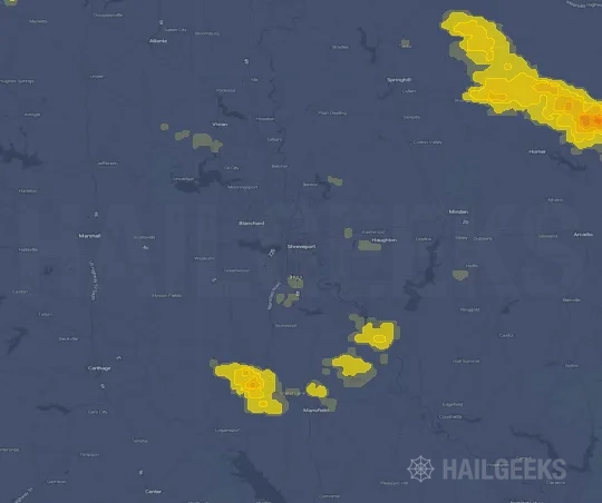 Hail map for Shreveport, LA