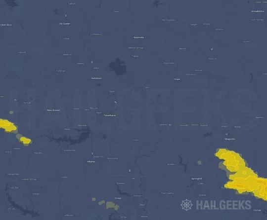 Hail map for Texarkana, AR