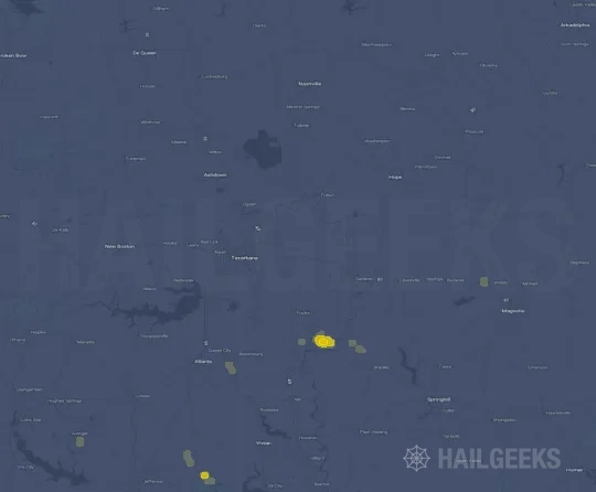 Hail map for Texarkana, AR