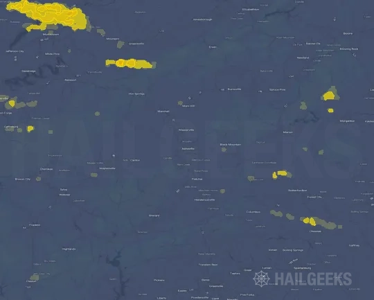 Hail map for Asheville, NC
