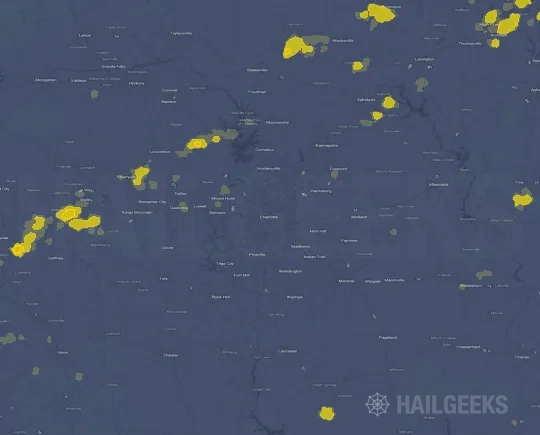 Hail map for Charlotte, NC