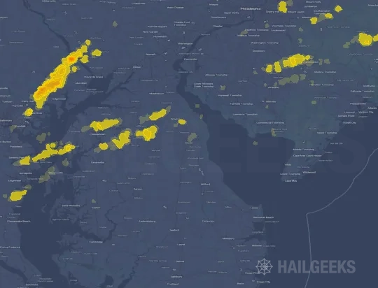 Hail map for Dover, DE
