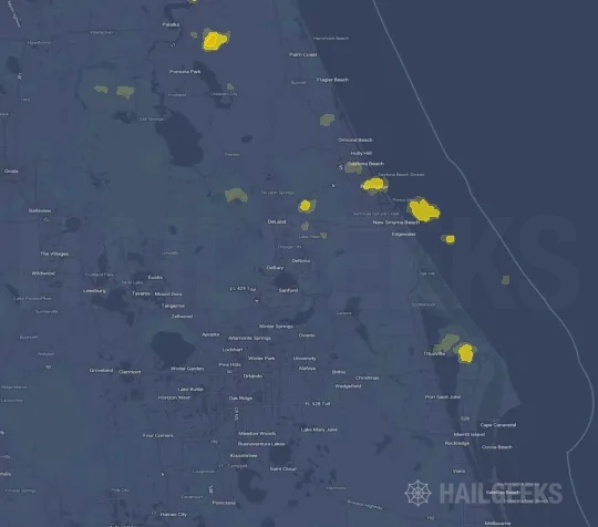 Hail map for Deltona, FL on Sep 7, 2025
