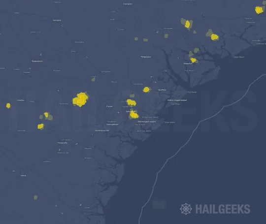 Hail map for Savannah, GA