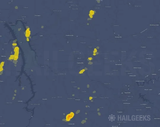 Hail map for Clarksville, TN