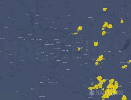 Hail map for Saint Louis, MO