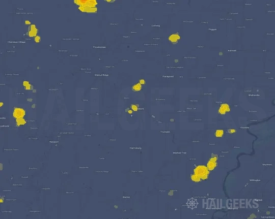 Hail map for Jonesboro, AR