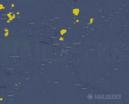 Hail map for Little Rock, AR