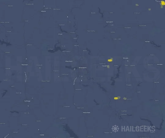 Hail map for Shreveport, LA