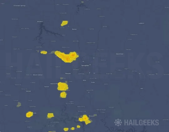 Hail map for Springfield, MO