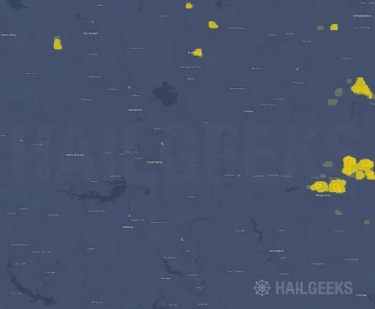 Hail map for Texarkana, AR