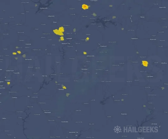 Hail map for Anniston, AL