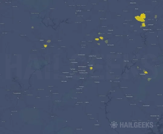 Hail map for Birmingham, AL
