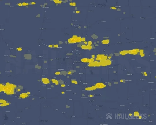 Hail map for Oklahoma City, OK