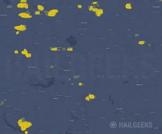 Hail map for Texarkana, AR