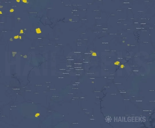 Hail map for Birmingham, AL