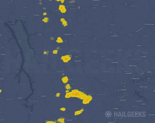 Hail map for Clarksville, TN