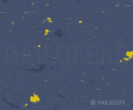 Hail map for Texarkana, AR