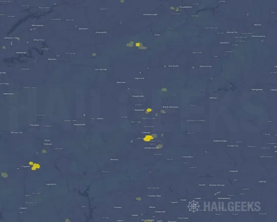 Hail map for Asheville, NC
