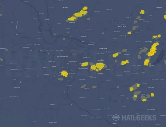 Hail map for Saint Louis, MO