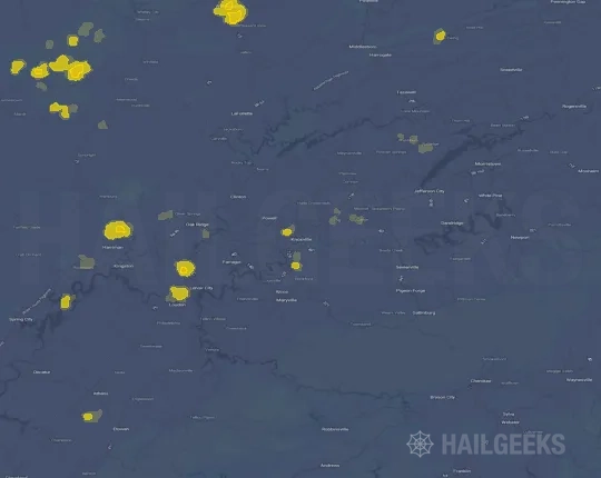 Hail map for Knoxville, TN