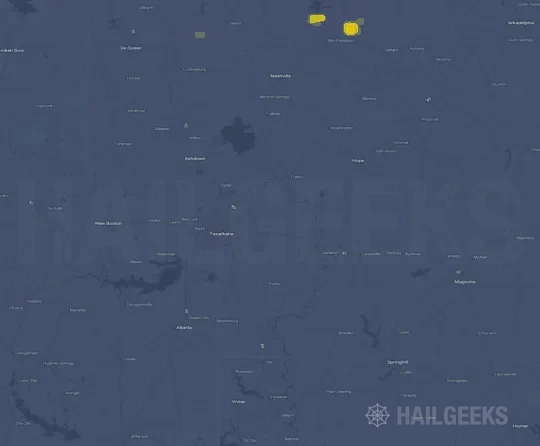 Hail map for Texarkana, AR