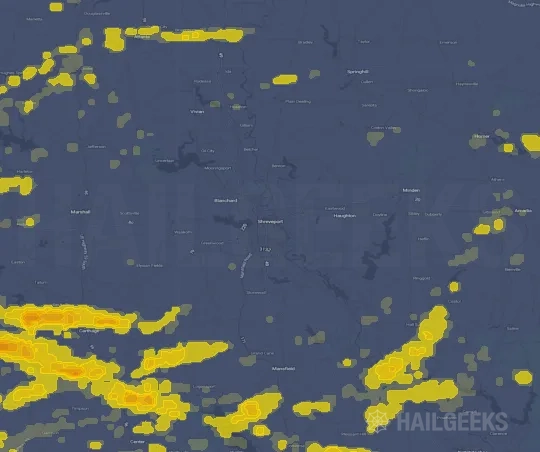 Hail map for Shreveport, LA