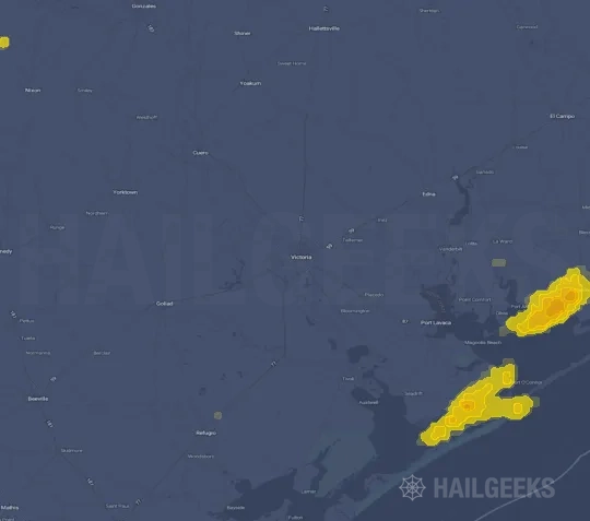 Hail map for Victoria, TX