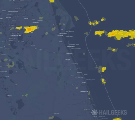 Hail map for Palm Bay, FL