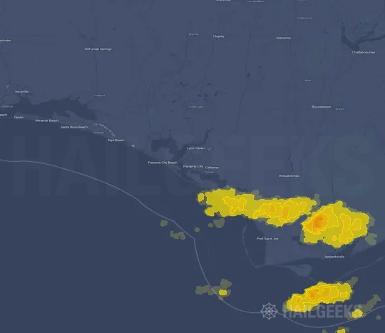 Hail map for Panama City, FL
