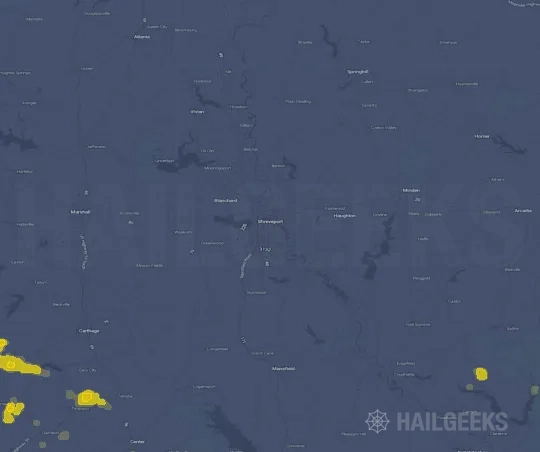 Hail map for Shreveport, LA
