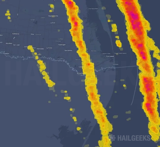 Hail map for Brownsville, TX
