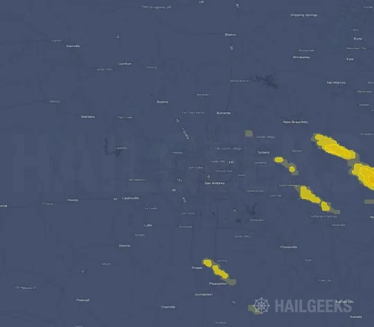 Hail map for San Antonio, TX