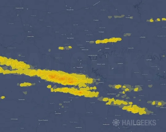 Hail map for Nashville, TN