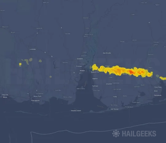 Hail map for Mobile, AL