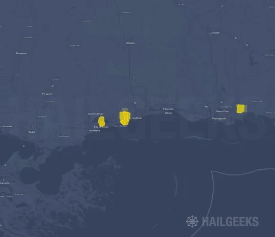 Hail map for Gulfport, MS