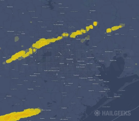 Hail map for Houston, TX