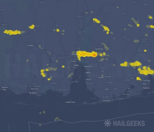 Hail map for Mobile, AL
