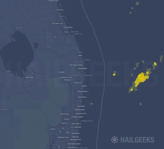 Hail map for West Palm Beach, FL on Jan 18, 2026
