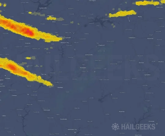 Hail map for Anniston, AL