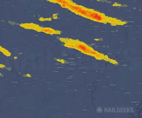 Hail map for Birmingham, AL