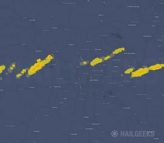 Hail map for San Antonio, TX