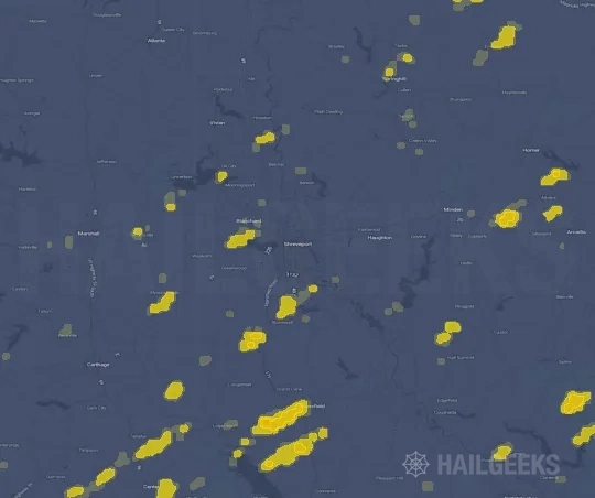Hail map for Shreveport, LA